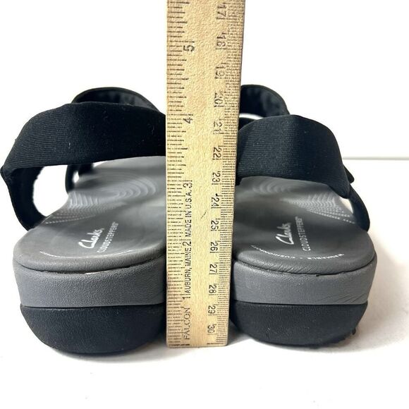 Clarks Cloudsteppers Summer Sandals Womens 11 M Black Fabric Sling Back Open Toe - Picture 9 of 11